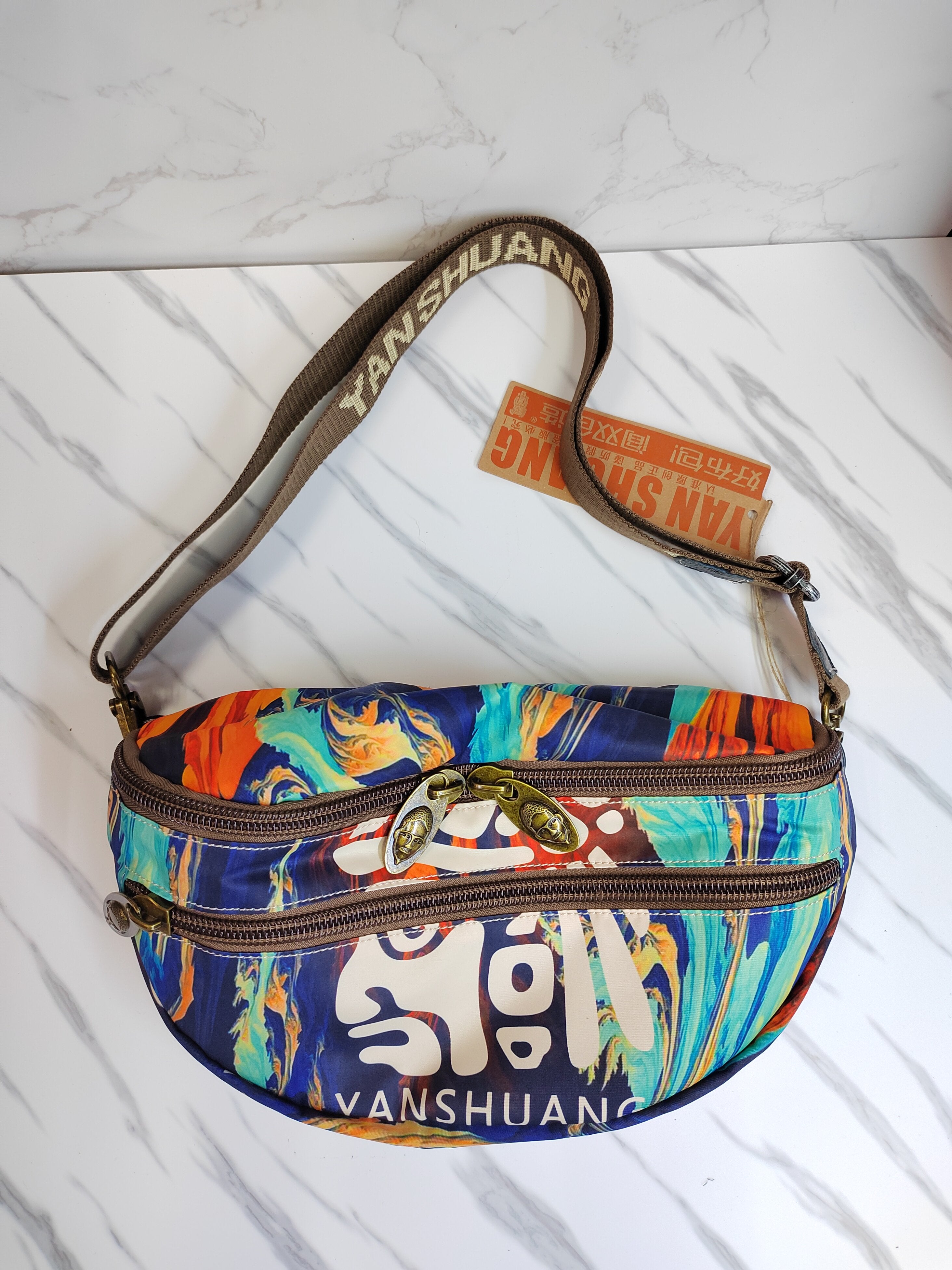 Original Fabric Bag, Chinese Trendy Fashion Casual Crossbody Chest Bag Waist Bag Dumpling Bag Women's Ultra-Light Bag