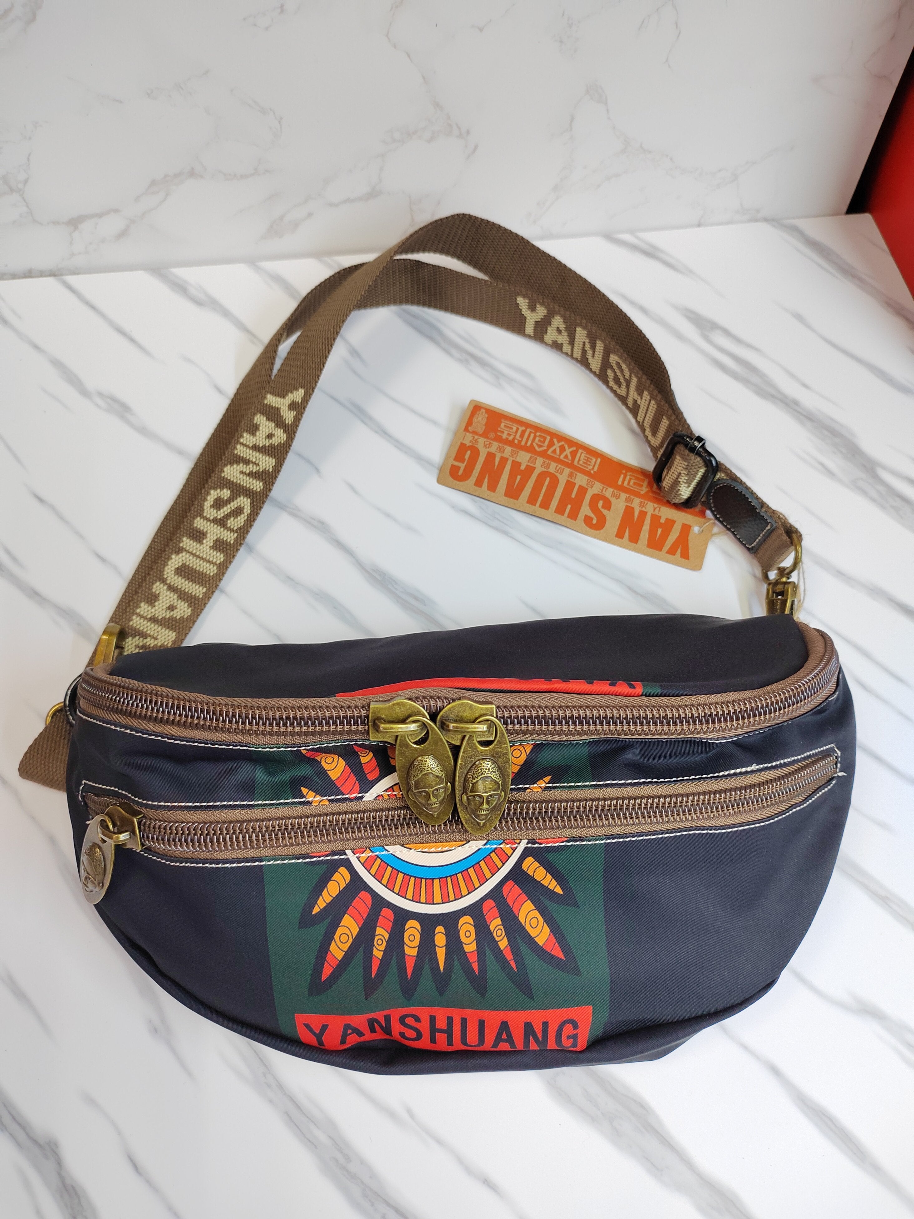 Original Fabric Bag, Chinese Trendy Fashion Casual Crossbody Chest Bag Waist Bag Dumpling Bag Women's Ultra-Light Bag