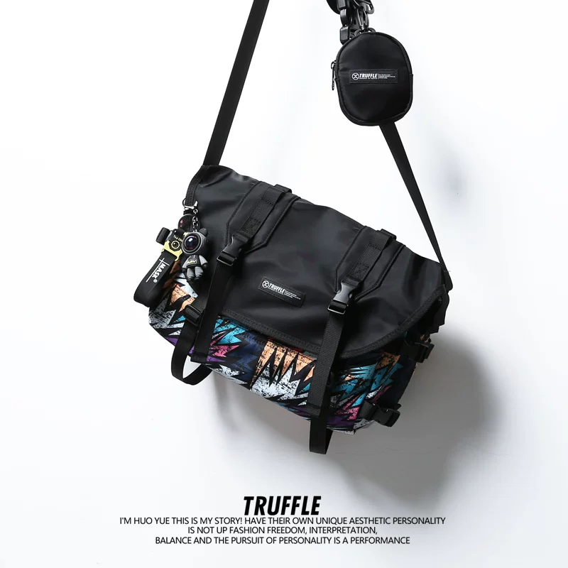 Graffiti Large Capacity Crossbody Bag, Trendy Unisex Shoulder Sling Bag for Daily Use